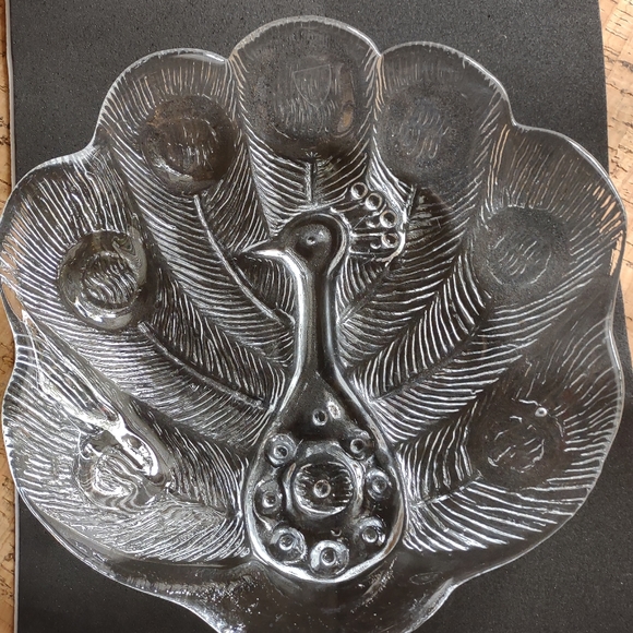 orrefors Other - Orrefors PEACOCK Plate Lars Hellsten Design Crystal Clear Art Glass Trinket Dish